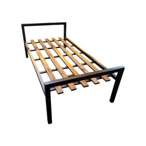 Cama Individual Industrial de Hierro y Madera